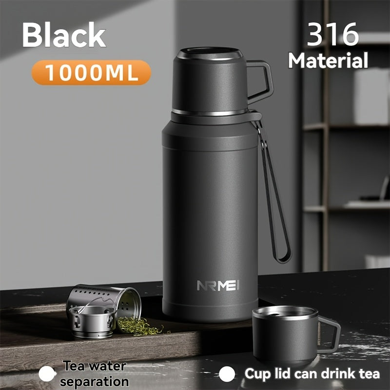 1000Ml\u002F32 Oz Vacuum Bottle with Cup, Stainless Steel Thermos for Hot And Cold Beverages, Ideal for Outdoor And Camping Use