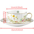 Set of Ceramic Coffee Mugs Shaped Like Pumpkins, Featuring Yellow Floral Designs in an English Style, Perfect for Afternoon Tea at Home. A Luxurious Gift for Women Who Love Tea And Coffee