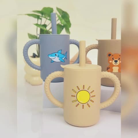 Right Angle New Ideas·Cute Grip VODVOB 6.09oz Right Angle Printed Learning Cup | Handle Straw Cup for Grip Training | Ideal Gift for Newborns And Baby Products