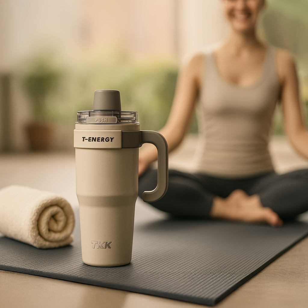 Large Capacity|Stainless Steel 800ml\u002F1200ml Large Capacity Stainless Steel Vacuum Mug | Ceramic Coating Leakproof Tumbler with Straw Lid Handle | Keep Warm Cold for Coffee Coke Carbonated Beverages Ice School Office Outdoor Yoga Sports Travel