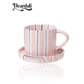 INS Style Striped Ceramic Coffee Cup And Saucer Set Featuring a Minimalist Vertical Stripe Design, Aesthetically Pleasing for Enjoying Beverages. This Home Drinkware Set Is Perfect for Lattes, American Espresso, And Tea