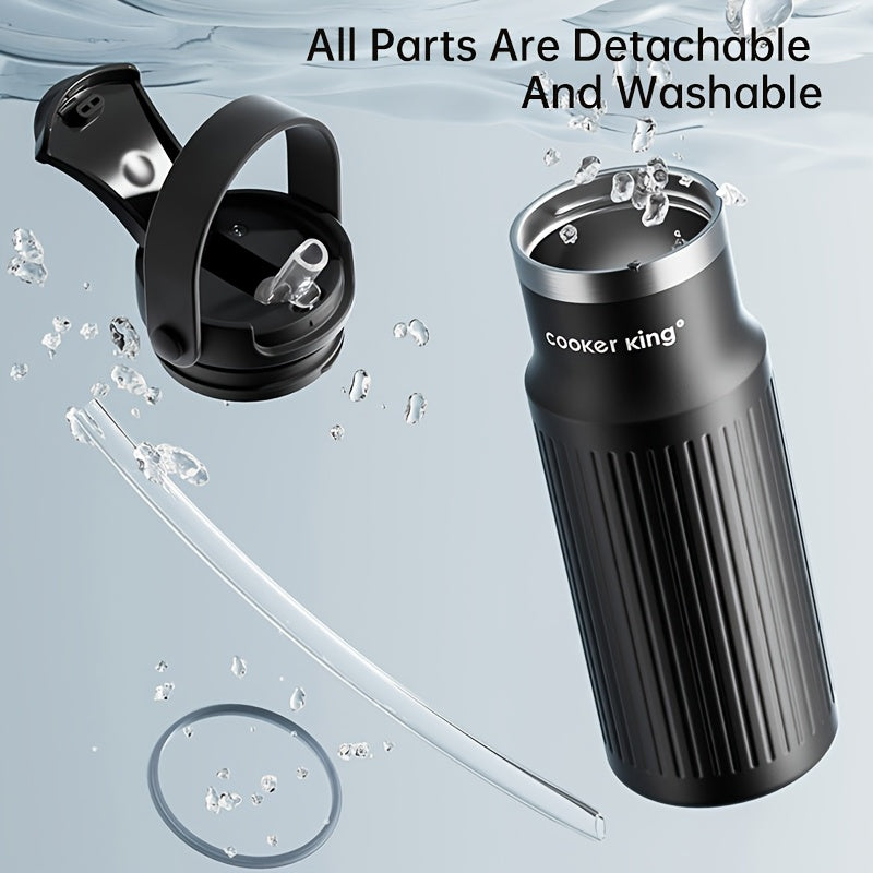 650ml 316L Inner Liner Stainless Steel Insulated Water Bottle 1pc 650ml | 3 Drinking Modes - Straw Lid, Direct Drink & Wide Mouth, Leak-Proof, 6-Layer Vacuum Insulation Keeps Hot\u002FCold 12H, Portable Handle for Sports, Gym, Outdoor - 316L Inner Liner
