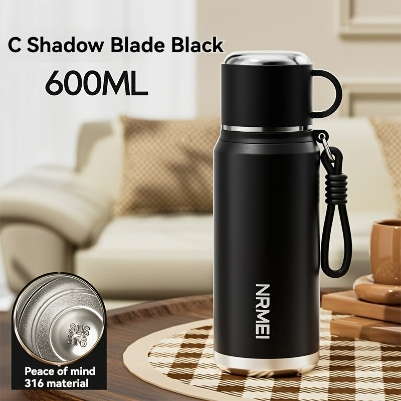 Stainless Steel Tumbler 1000ml, Vacuum Insulated Water Bottle with Tea Infuser, 6-Layer Leak Proof, 316 Stainless Steel, Wide Mouth, Carry Strap, Portable Sports Drink Bottle