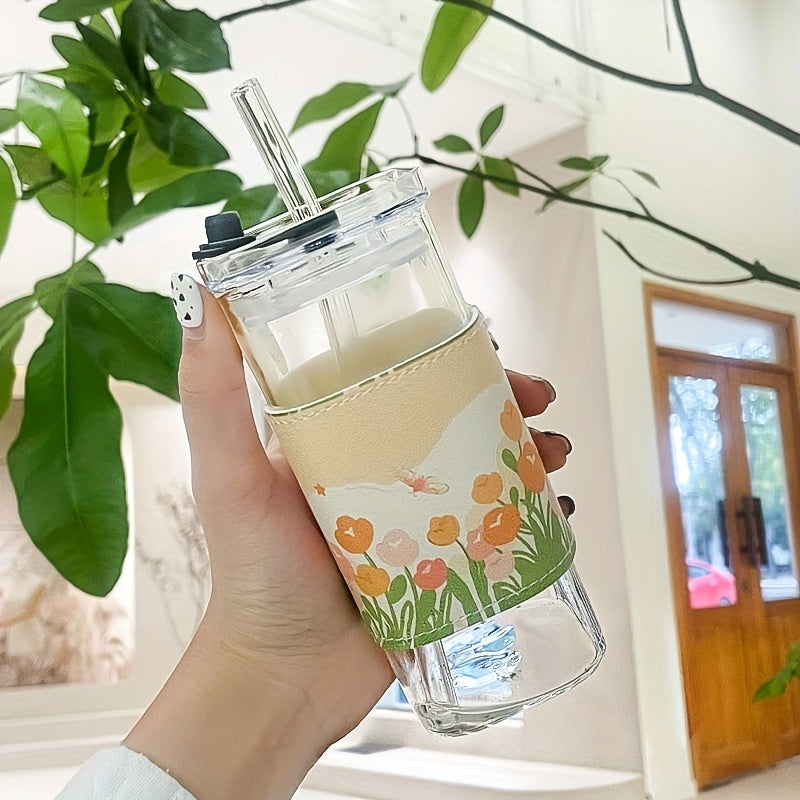 Set of 4 High Borosilicate Glass Cups, Easy Square Travel Mugs, Suitable for Coffee, Breakfast, And Milk, Reusable And Easy to Clean, Perfect for Restaurants, Gatherings, Parties, Daily Home Use, And Outdoor Trips