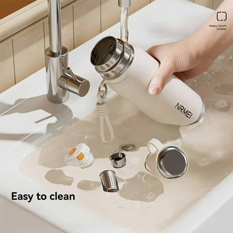 Stainless Steel Tumbler 1000ml, Vacuum Insulated Water Bottle with Tea Infuser, 6-Layer Leak Proof, 316 Stainless Steel, Wide Mouth, Carry Strap, Portable Sports Drink Bottle