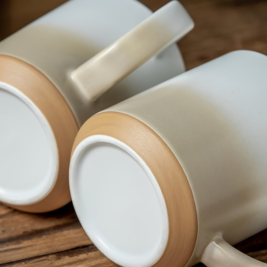 1pc Large Ceramic Coffee Mug Suitable for Home & Office, Suitable for Mike Cups, Gradient Matte Suitable for Oatmeal Cup with Handle, Vintage Brown & White Design, Dishwasher Suitable for Tea\u002FCoffee, Ideal Gift for Christmas, Birthdays