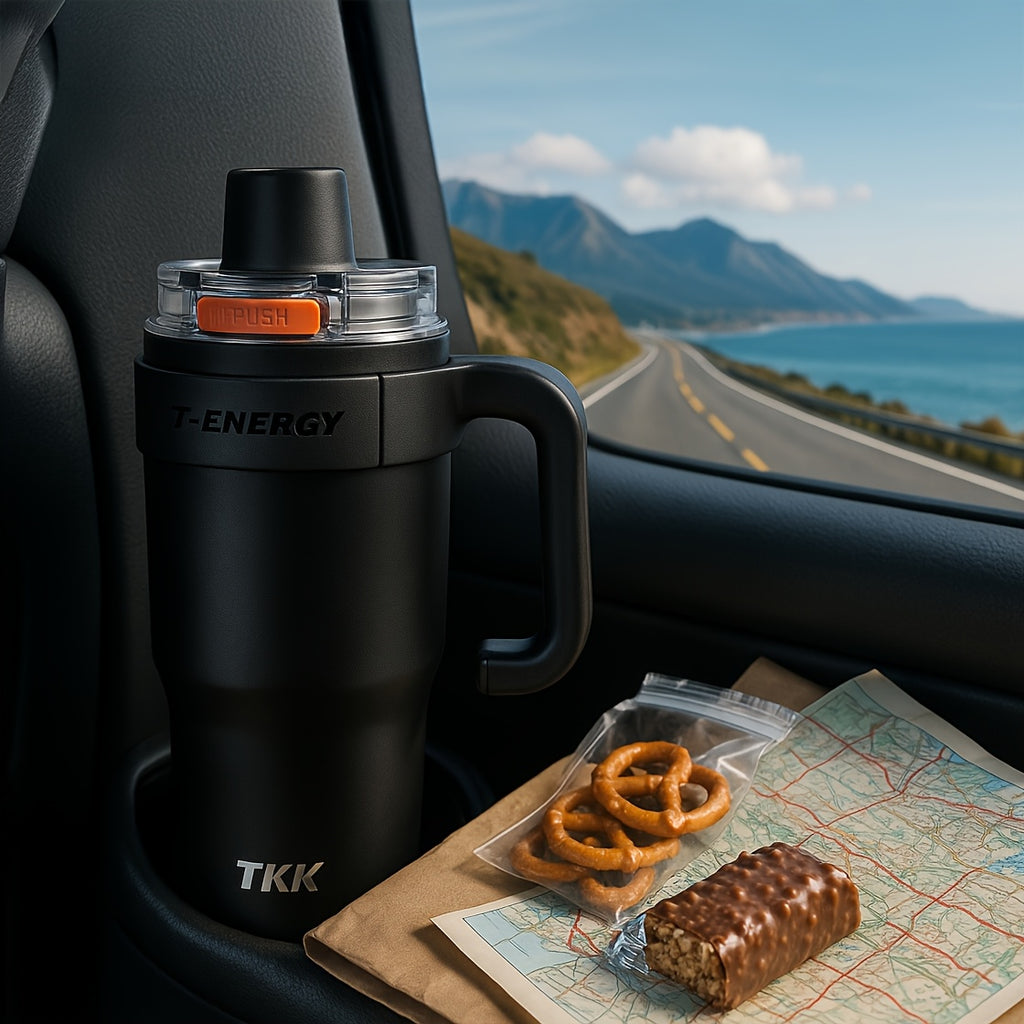 Large Capacity|Stainless Steel 800ml\u002F1200ml Large Capacity Stainless Steel Vacuum Mug | Ceramic Coating Leakproof Tumbler with Straw Lid Handle | Keep Warm Cold for Coffee Coke Carbonated Beverages Ice School Office Outdoor Yoga Sports Travel