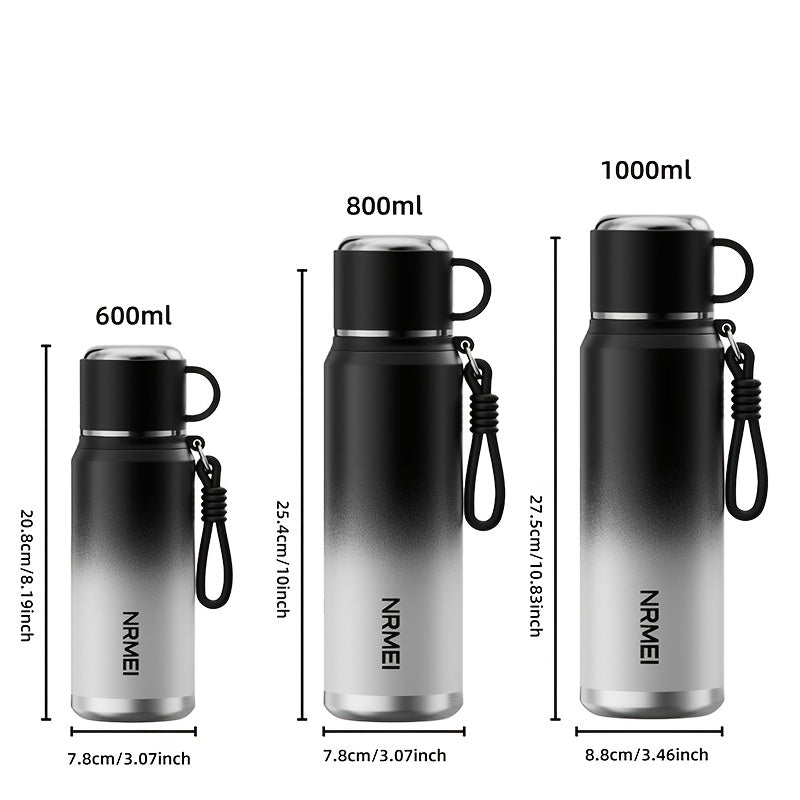 Stainless Steel Tumbler 1000ml, Vacuum Insulated Water Bottle with Tea Infuser, 6-Layer Leak Proof, 316 Stainless Steel, Wide Mouth, Carry Strap, Portable Sports Drink Bottle